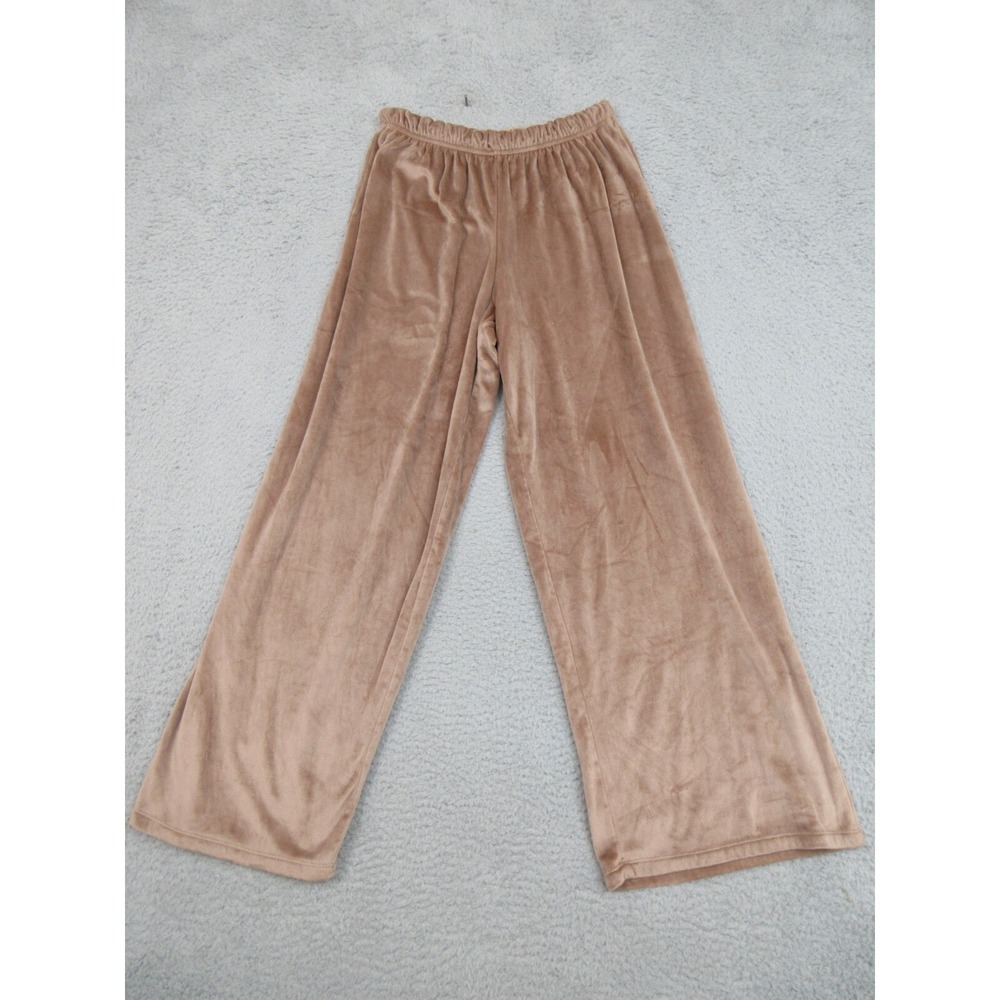 Velour Pant Women S Tan Wide Leg Cozycore Cozy Basic Everyday‎ Loungewear Casual